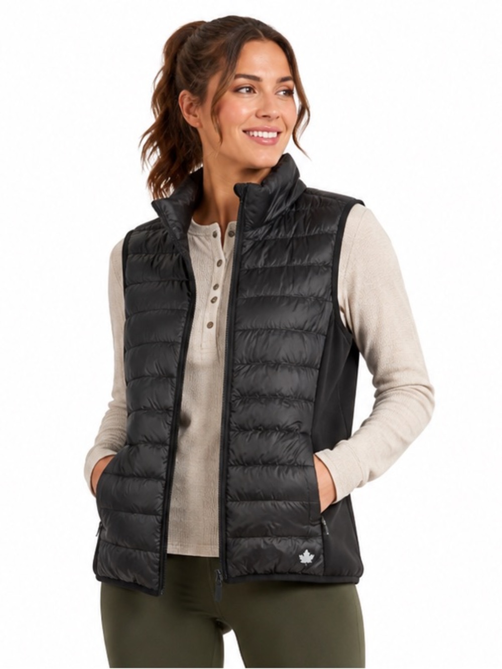 Canadiana Down Puffer Vest M Black Quilted Gorpcore Outdoor Hiking Sporty Travel